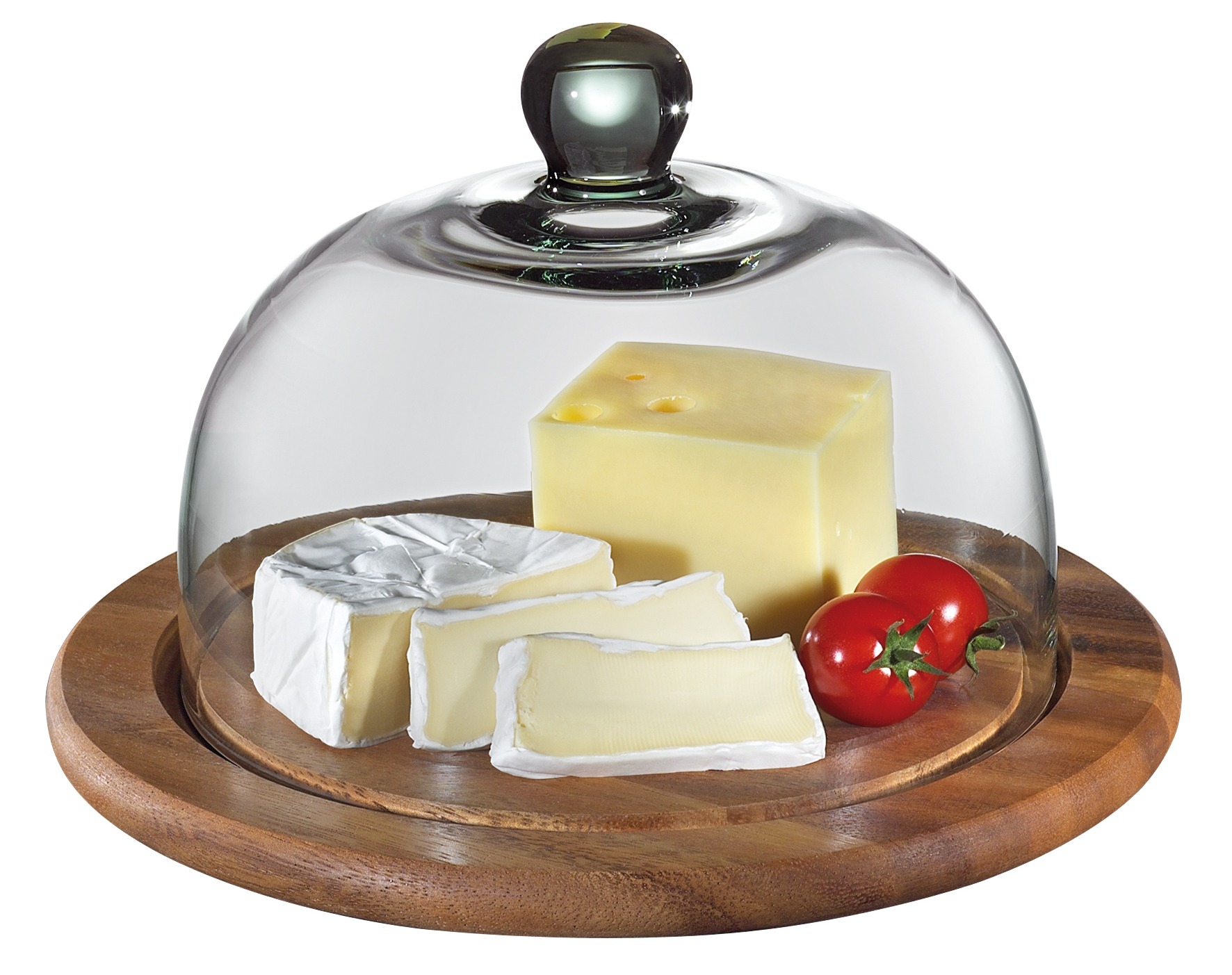 055870 Prkénko na sýr se skleněným poklopem Ø 30 cm20 cm akátové dřevo  Zassenhaus (1)